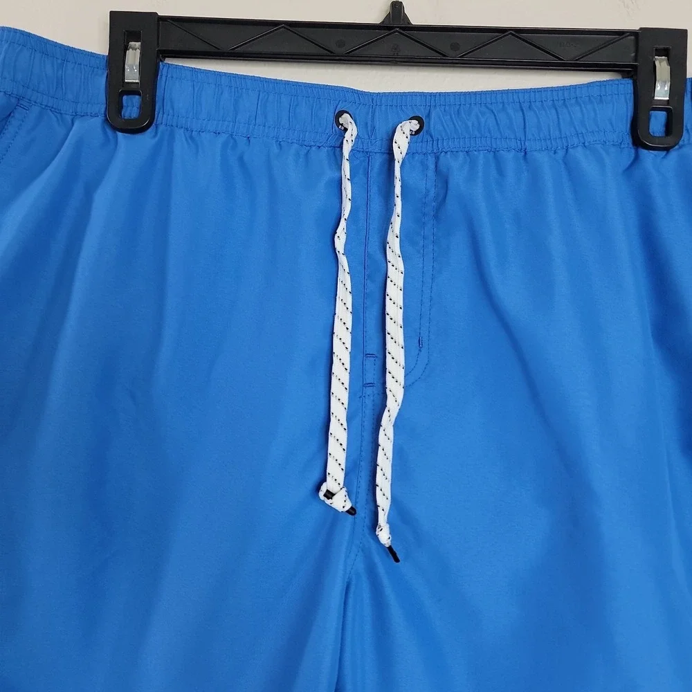 Eddie Bauer Men's Swim‎ Trunks 2XL Blue Drawstring Pocket Quick Dry Beach